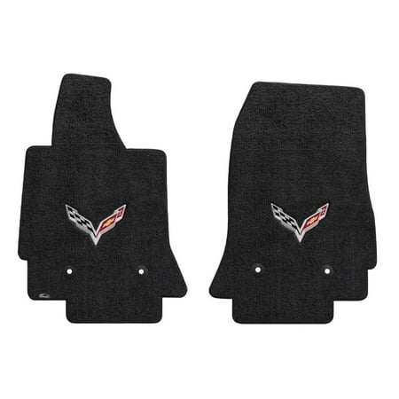 Corvette Car Mats - 2014-2017 C7 Corvette Stingray Floor Mats w/ Flags: Black