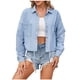 thumbnail image 2 of Chaqueta vaquera de manga larga sin capucha y abrigos de mezclilla de moda para mujer con solapa de color y mangas más delgadas, 2 of 9