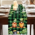 thumbnail image 3 of Table Runners 70 Inches Long Dress Scarves, St. Patrick's Day Farmhouse Coffee/Dining/Kitchen Table Decor, Holiday Table Runner, Cute Gnomes Lucky Shamrocks Green Black Plaid 13x70 Inch, 3 of 9