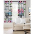 thumbnail image 2 of Spring Blackout Curtains for Bedroom Living Room Darkening Curtains 84 Inch Length 2 Panels Set Truck Botanical Floral Leaf Butterfly Wooden Grain Window Curtain Window Treatment Drapes 52"x84", 2 of 9