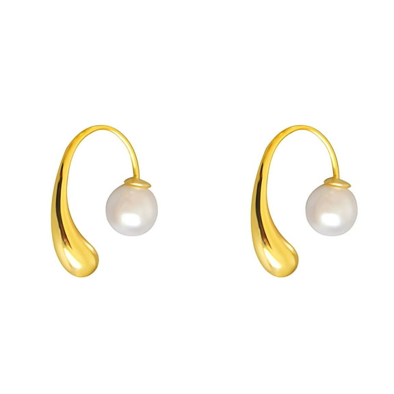 Teardrop Hook Earrings for Women Gold Stainless Steel Pearl Back for Multiple Look Ginger Lyne Collection