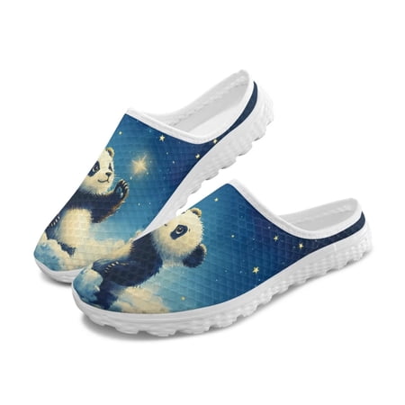 Chririnla Panda Stars Womens Shoes Mule Mesh Casual Sneakers Clog Fashion Breathable Walking Backless Lightweight Indoor Outdoor