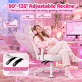 thumbnail image 6 of Seenda Pink Gaming Chair with Cat Ears, Ergonomic Gaming Computer Desk Chair with Cat Paw Lumbar Support, Cute PU Leather Game Chair for Girls Adults, 6 of 11
