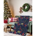 thumbnail image 2 of Christmas Tree Flannel Blanket for Bed,Travel and Camping, Cartoon Winter Xmas Trees Snowflakes Blue Super Soft Cozy Blanket for All Seasons 50"x60", 2 of 6