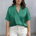 thumbnail image 5 of Plus Size Women's Casual Short Sleeve T-Shirt Round Neck Solid Color Top for Home Wear, 5 of 5