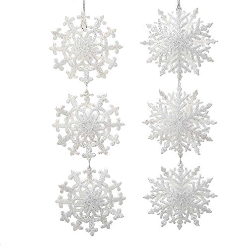 Kurt Adler 9.5-Inch Acrylic White Cluster Set of 2 Snowflake Ornament Set 