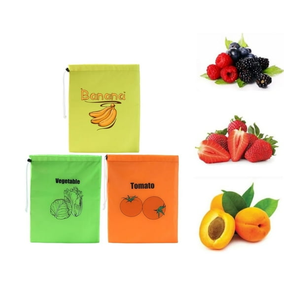 Durable Vegetable Storage Bags,Banana Bags,Pack of 3 Lightweight and Durable Foil Lined Vegetable Container for Fruits and Vegetables,Multicolor