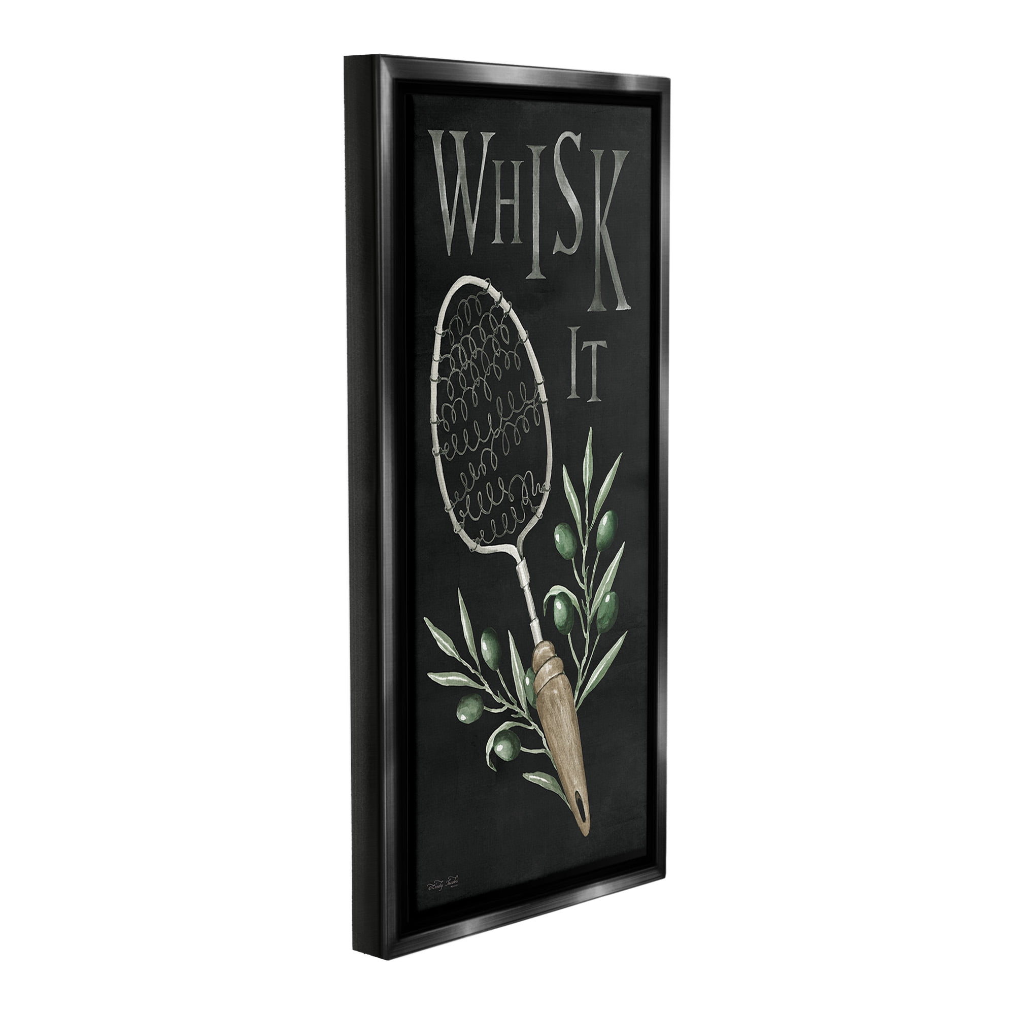 Stupell Industries Whisk It Vintage Kitchen Food & Beverage Painting Black Floater Framed Canvas Art Print Wall Art, 14 x 31
