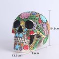 thumbnail image 2 of SZTXJ Life Size Colorful Floral Human Skull Model Adult Head Bone Model Day of the Dead Decor (13.5*15*19.5cm), 2 of 5
