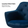 thumbnail image 4 of Velvet Tufted Office Chair Upholstered Swivel Modern Adjustable Armchair Metal Base Home Bedroom Navy, 4 of 7