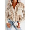 thumbnail image 5 of Women's Parchment Houndstooth Corduroy Patchwork Flap Pocket Shacket, 5 of 12