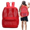 thumbnail image 2 of Red Mesh Backpack, 17X11.8X5.51 inch Breathable Mesh Daypack, Lightweight Travel Storage Backpack, Mesh Bookbag with Zipper, Outdoor Casual Mesh Rucksack, Multi Pocket Commute Backpack, 2 of 5