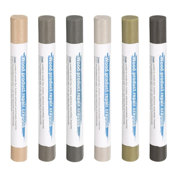 Uxcell Wood Filler Sticks 6 Colors Wooden Wax Touch Up Furniture Repair Crayons for Medium Brown 13-14, Dark Gray, Green Sandalwood, Vintage Gray, Dark Teal, Brown Yellow