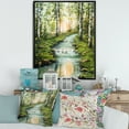 thumbnail image 2 of River Through Green Birch Forest 16 in x 32 in Framed Painting Canvas Art Print, by Designart, 2 of 5