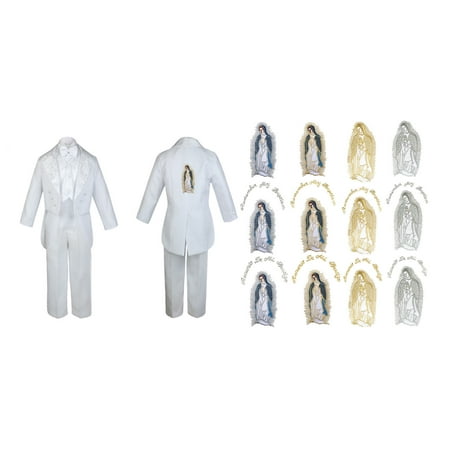 

Infant Boy Christening Baptism White Tail Tux Mary Maria Guadalupe Back Sm-7