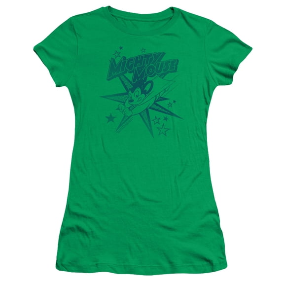 Mighty Mouse Mighty Mouse Junior Women's Sheer T-Shirt Kelly Green