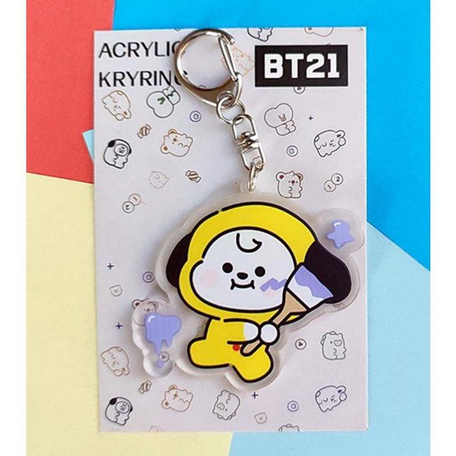 KPOP BTS BT21 Anime De Dibujos Animados Acrílico Llavero Impreso Figuras Colgante Cosplay Joyería Amigos Regalo CHIMMY COOKY KOYA MANG RJ SHOOKY TATA