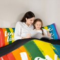 thumbnail image 4 of Manfei Kawaii Rainbow Queen Comforter Set, Printing Love is Love Comforter Sets Queen, Orange Blue, Black Reversible, 3 Pieces, 1 Comforter and 2 Pillowcases, 4 of 7
