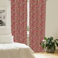 thumbnail image 2 of Ambesonne Thanksgiving Curtains, Leaves Mushroom Berry, Pair of 28"x95", Coral and Pale Olive Green, 2 of 5