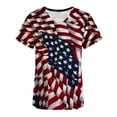 thumbnail image 4 of Huge Memorial Day Savings! Titcea Women Nursing Scrub Tops Independence Day Patriotic Printed Working Uniform Short Sleeve V Neck Workwear Blouse T-shirt with Pockets, Gifts for Mom/Her, 4 of 5