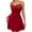 Red, variant on Women's Lace Mesh Chemise Straps Dress Sleeveless V Neck Solid Mini Dress Red S