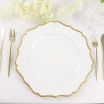 Balsa Circle White 6 Metallic 13" Round Acrylic Charger Plates Scalloped Trim Party Events Decorations Supplies