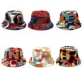 thumbnail image 2 of Faux Fur Fisherman Hat Adjustable Women's Hat Colorful Letter Print Bucket Hat Furry Sun Hat Winter Clothing Accessories, E, 2 of 2