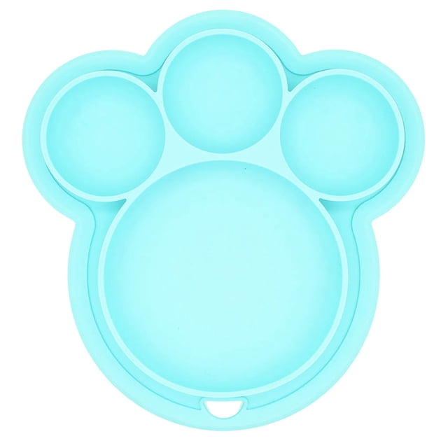 Inteprter de cena para niños, alimentación de silicona, frutas, dividido, cuenco, forma de pata, vajilla de alimentación, juguete para Mostrada Azul Inteprter HA003350-02