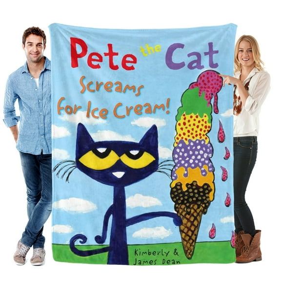 Throw Blanket for Pete the Cat Soft Warm Bed Couch Flannel Blanket for Kids Girls Boys Gifts Home Decor 30x40 Inch