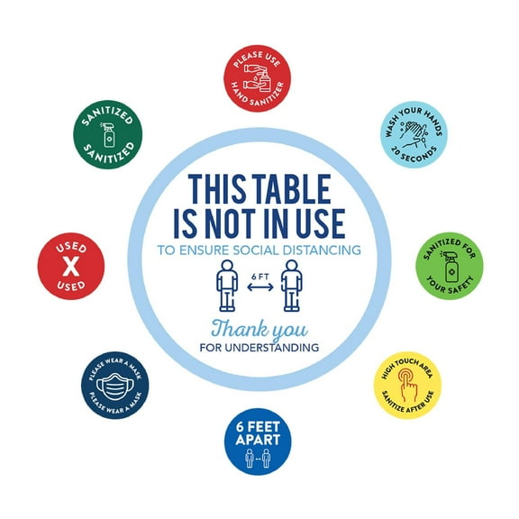 Koyal Wholesale Restaurant This Table Is Not In Use To Ensure Social Distancing, Thank You For Your Business Sign, 50-Pk