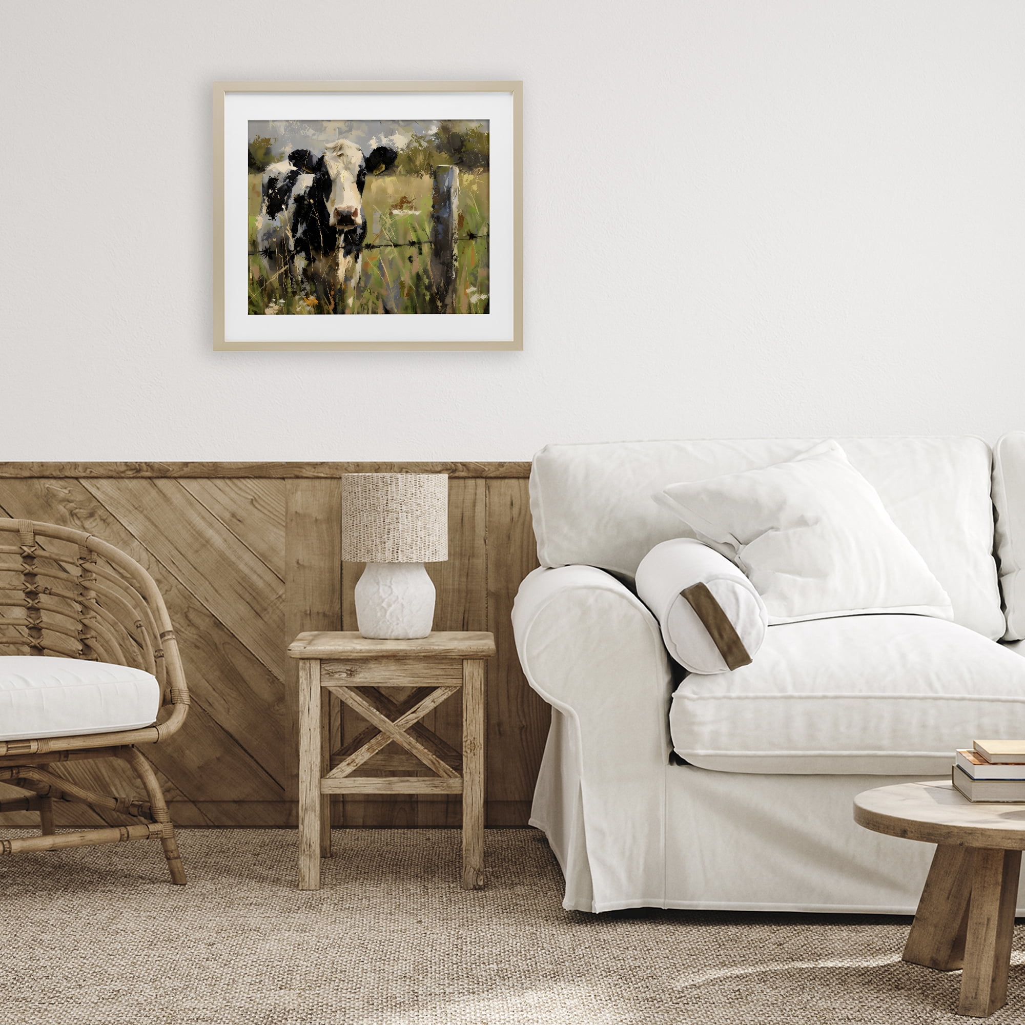 Stupell Industries Cow in Summer Pasture Birch Framed Print Under Glass, design by Creative Studio