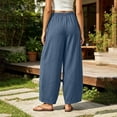 thumbnail image 5 of Lenpel Wide Leg Pants for Women Loose Drawstring Low Rise Palazzo Harem Pants Comfy Lounge Trousers with Pockets, 5 of 7