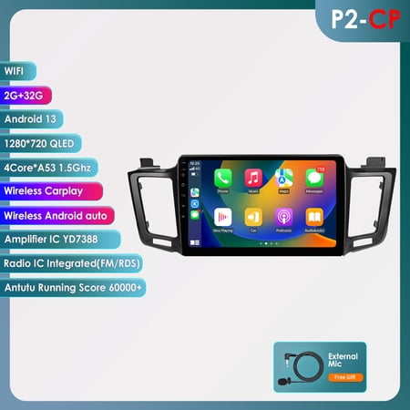 Ossuret 10.1" Touch Screen Android 13 Bluetooth Apple CarPlay 2+32GB Wifi AUX Car Stereo Radio Head Unit Multimedia GPS Navigation Player For Toyota RAV4 2013 2014 2015 2016 2017