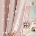 thumbnail image 3 of NICETOWN Pink Curtain for Cildren Room Thermal Insulated Room Darkening Double Layer Curtain with Pom Pom Sheer Grommet Drapes, 2 Panels, W52 x L84, 3 of 7