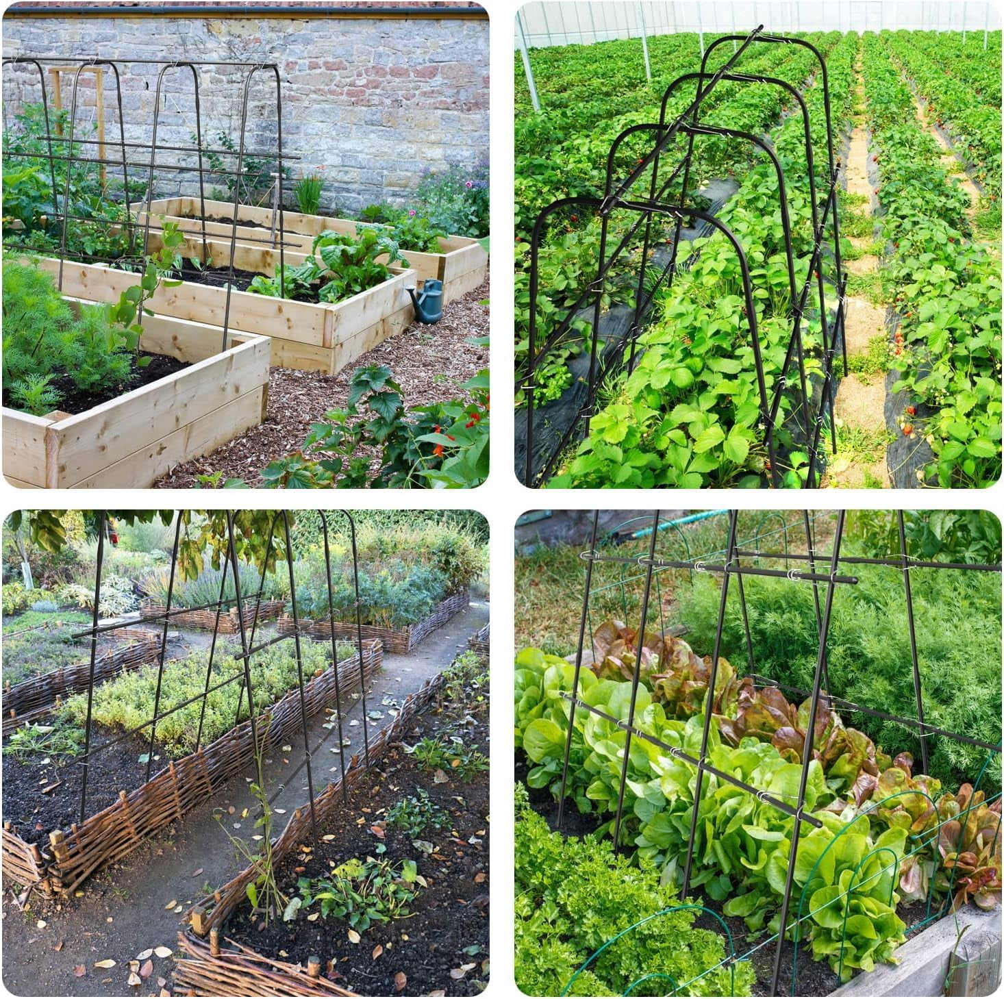 FICISOG Extra Tall Garden Arch Trellis for Climbing Plants Outdoor, 87" H Metal Arbor Plant Support Trellis Archway for Climbing Vine Yard Lawn Garden