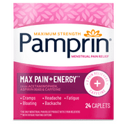 Pamprin Maximum Strength Max Pain + Energy Formula Menstrual Pain Relief Caplets 24 Ct