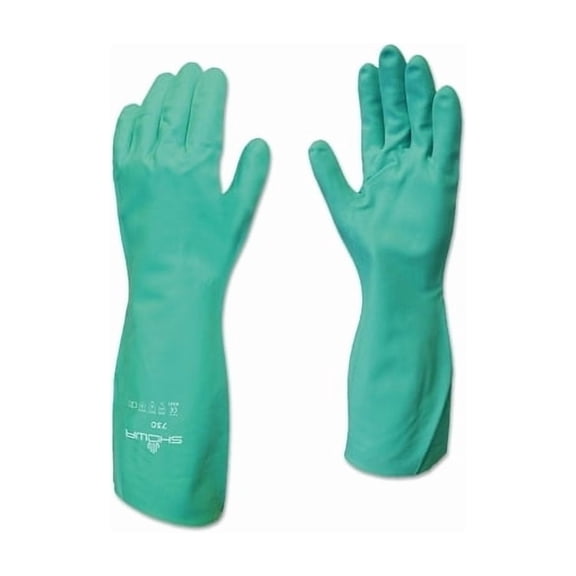 730 Chemical-Resistant Nitrile Coated Gloves, Size 9/Large, Green