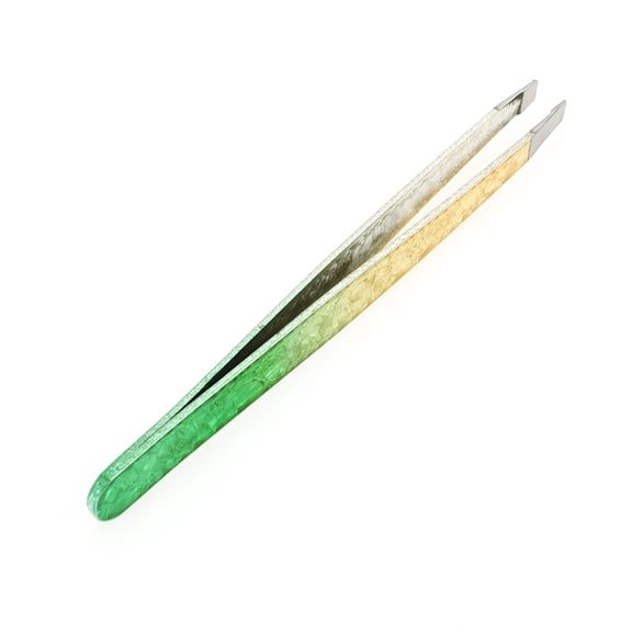 Unique Bargains 1 Pc Ice Flower Eyebrow Tweezer for Bathroom Travel Hotel Yellow Stainless Steel