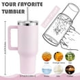 thumbnail image 5 of 40 oz Tumbler with Handle and Straw Lid Stainless Steel Vacuum Insulated Cup Holder Friendly Keep Cold Coffee Tea Water Gift for Women Men Car Gym Travel, Pink, 5 of 8