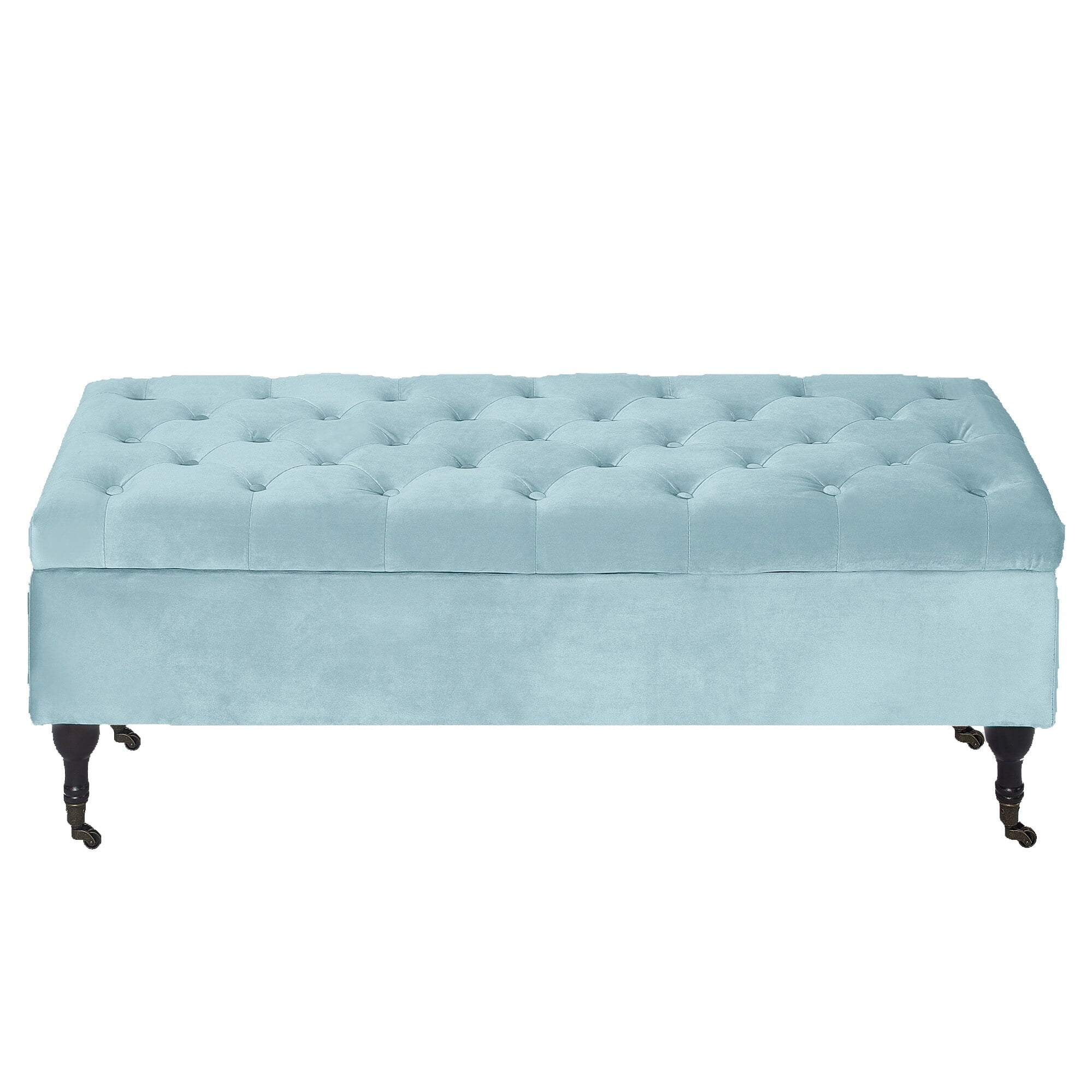 Elle Decor Collette Tufted Storage Bench, Vintage Blue Velvet