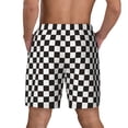 thumbnail image 3 of Kdxio Black And White Checkerboard Print Men'S Swim Trunks With Compression Liner 7 Inch Inseam Quick Dry Swim Shorts, 3 of 7