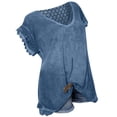 thumbnail image 5 of Pompotops T-Shirt d'Été Décontracté à Manches Courtes pour Femme, Col Rond, Haut Blouse, Dos Ajouré, 5 of 5