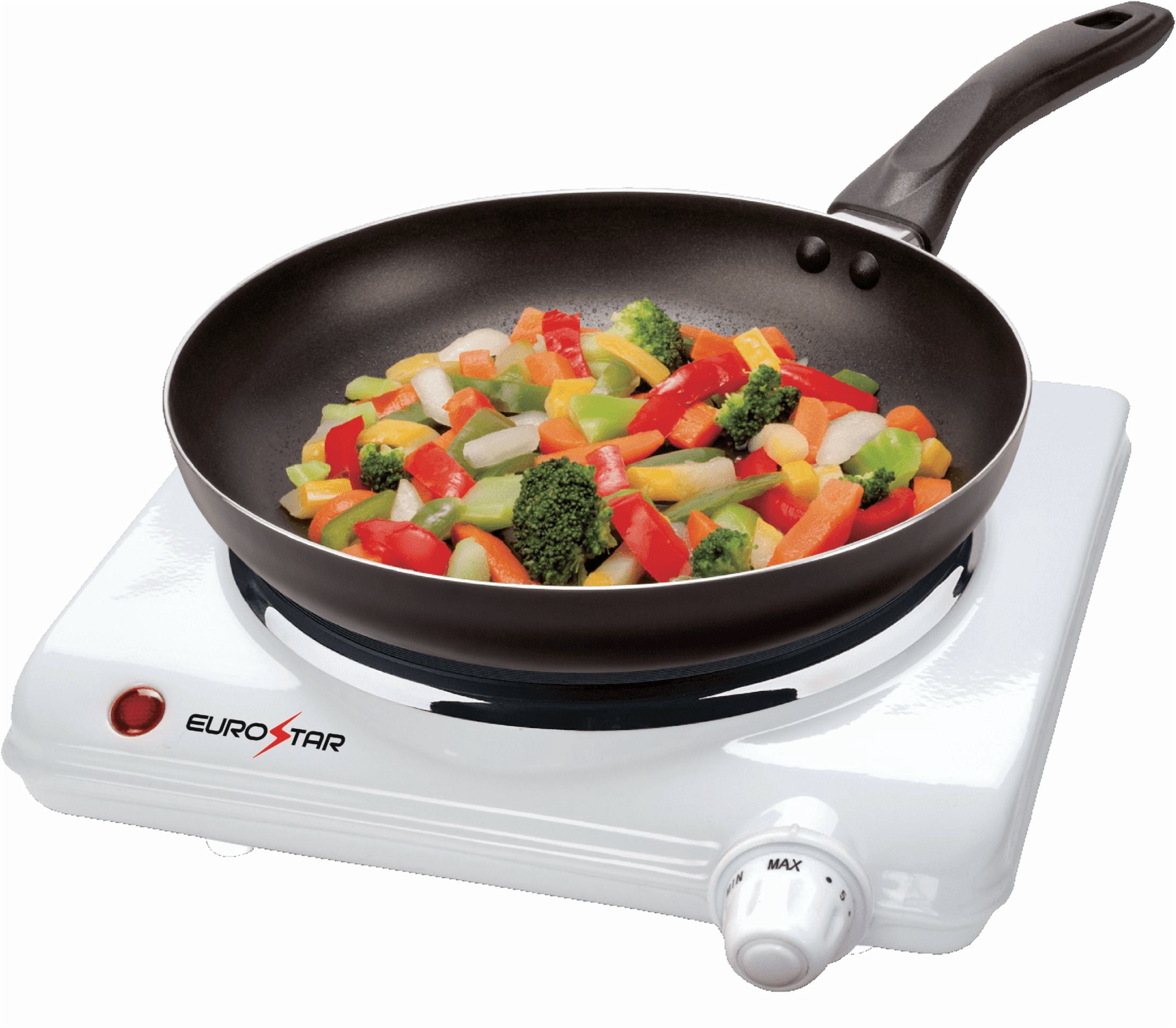 EUROSTAR ES131W 1000W Single Burner with Cast-Iron Flat Plate, White