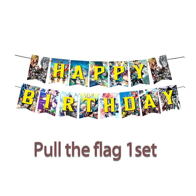 Bonita vajilla desechable para fiesta de cumpleaños de My Hero Academia, pancarta para colgar en la tarta, globos de Hero Academia, decoración de cumpleaños