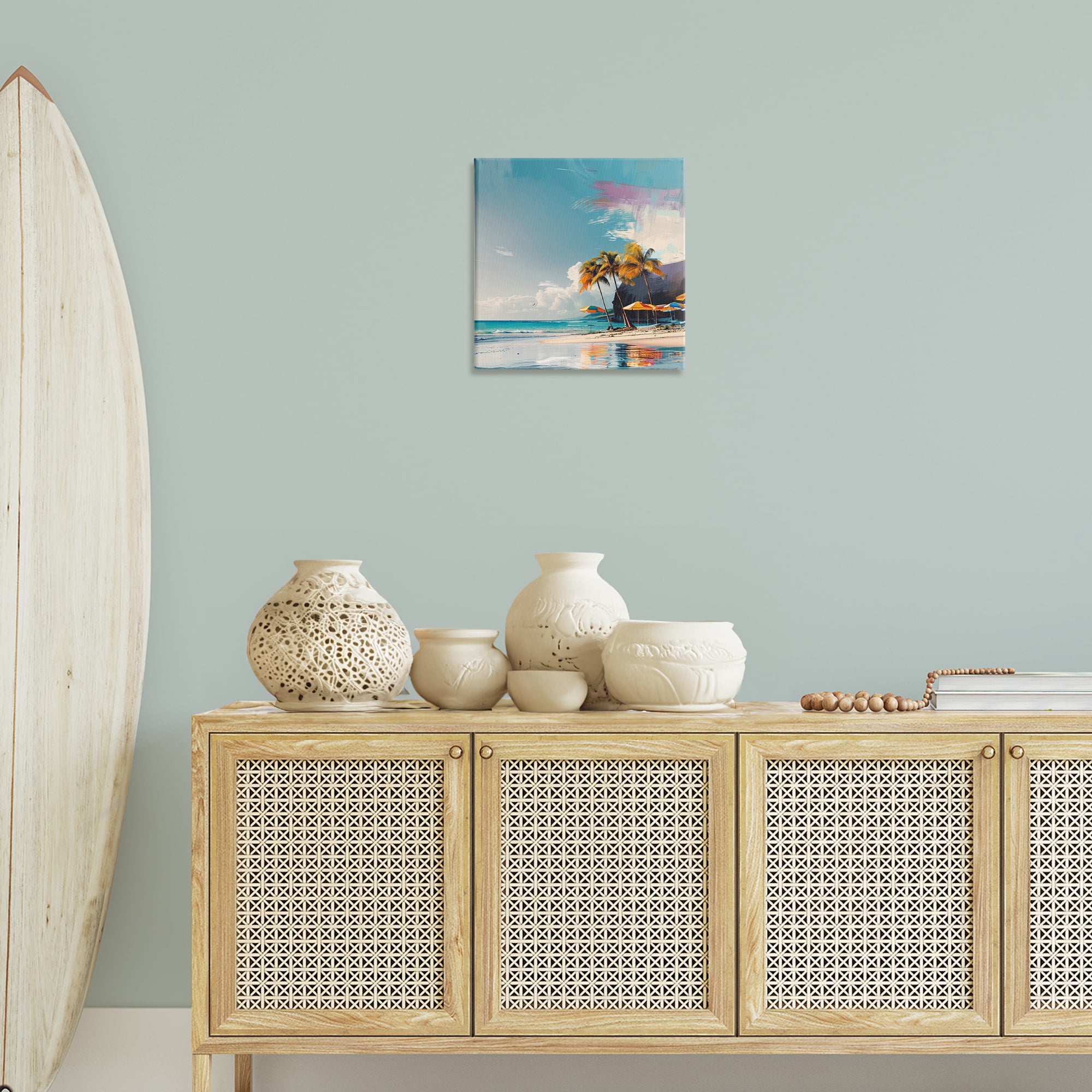 Stupell Industries Contemporary Shoreline Bliss Nautical & Beach Painting Wrapped Canvas Art Print Wall Art, 17 x 17