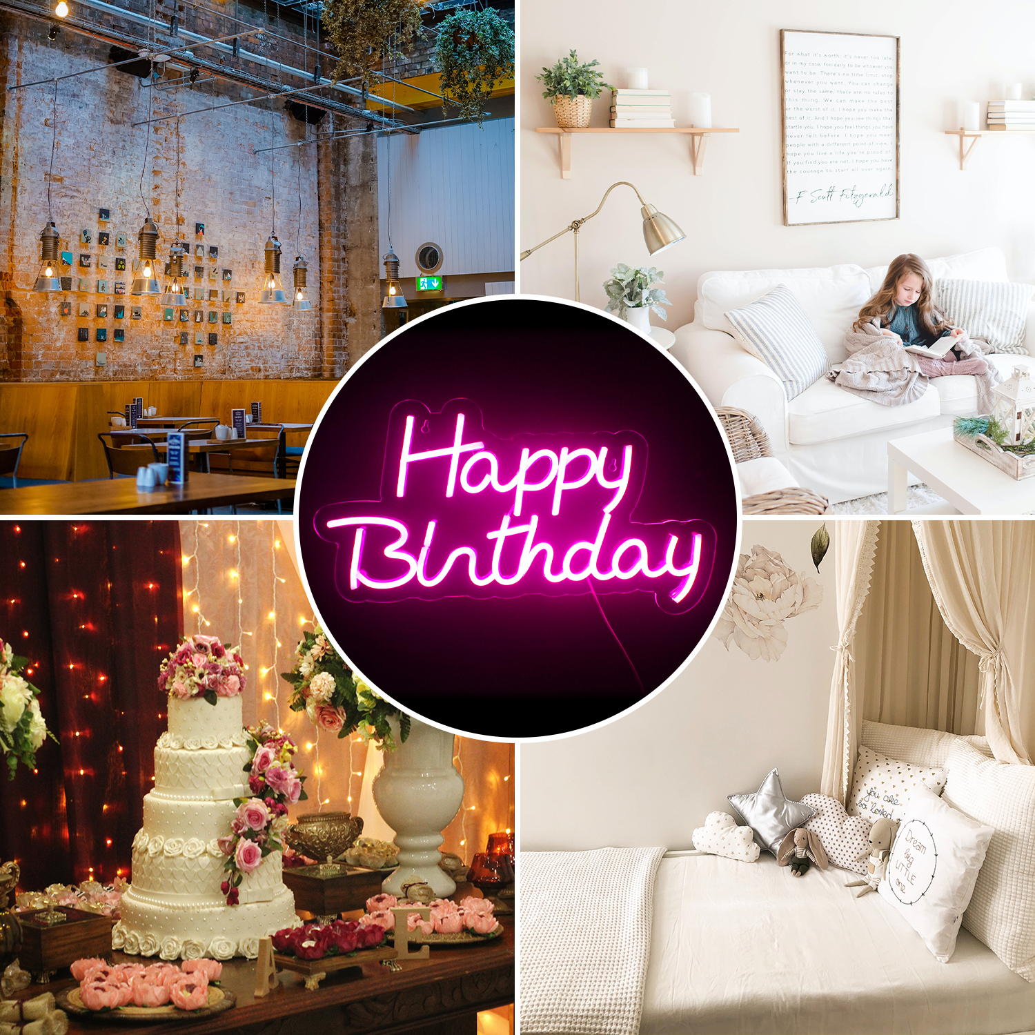 Wanxing Happy birthday LED Neon Light Signs USB Powered for Home Bar Birthday  Party Bedroom Decoration - Walmart.com