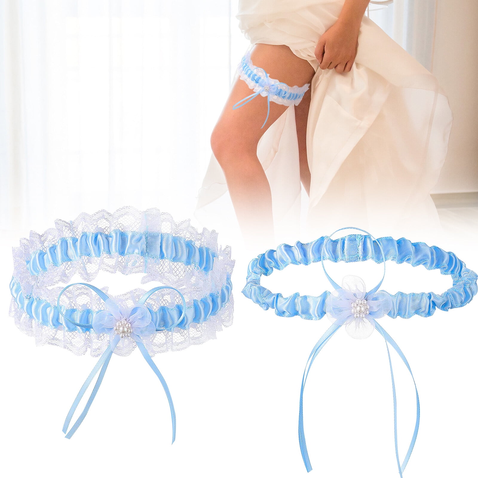 Maskred 1 2 3 5 2pcs Women Leg Garter Belt Fashion Trim Bowknot Suspender Beautiful Accessories Embroidered Belts Anniversary Decorations 1pcs Other