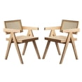 thumbnail image 7 of S-HOME Modern Mid Century Rattan Accent Chair, Comfortable Wooden Armchair for Bedroom and Outdoor Areas，Natural+Set of 2, 7 of 7