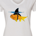 thumbnail image 4 of Inktastic Funny Goldfish with Shark Fin Women's V-Neck T-Shirt, 4 of 5