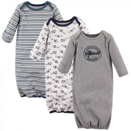 UPC: 0660168514896 | Hudson Baby Infant Boy Cotton Long-Sleeve Gowns 3pk  Aviation  0-6 Months